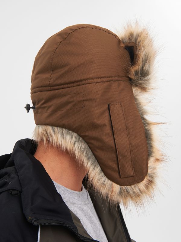 Шапка ушанка с маской Евро Енот ткань Taslan цвет Коричневый