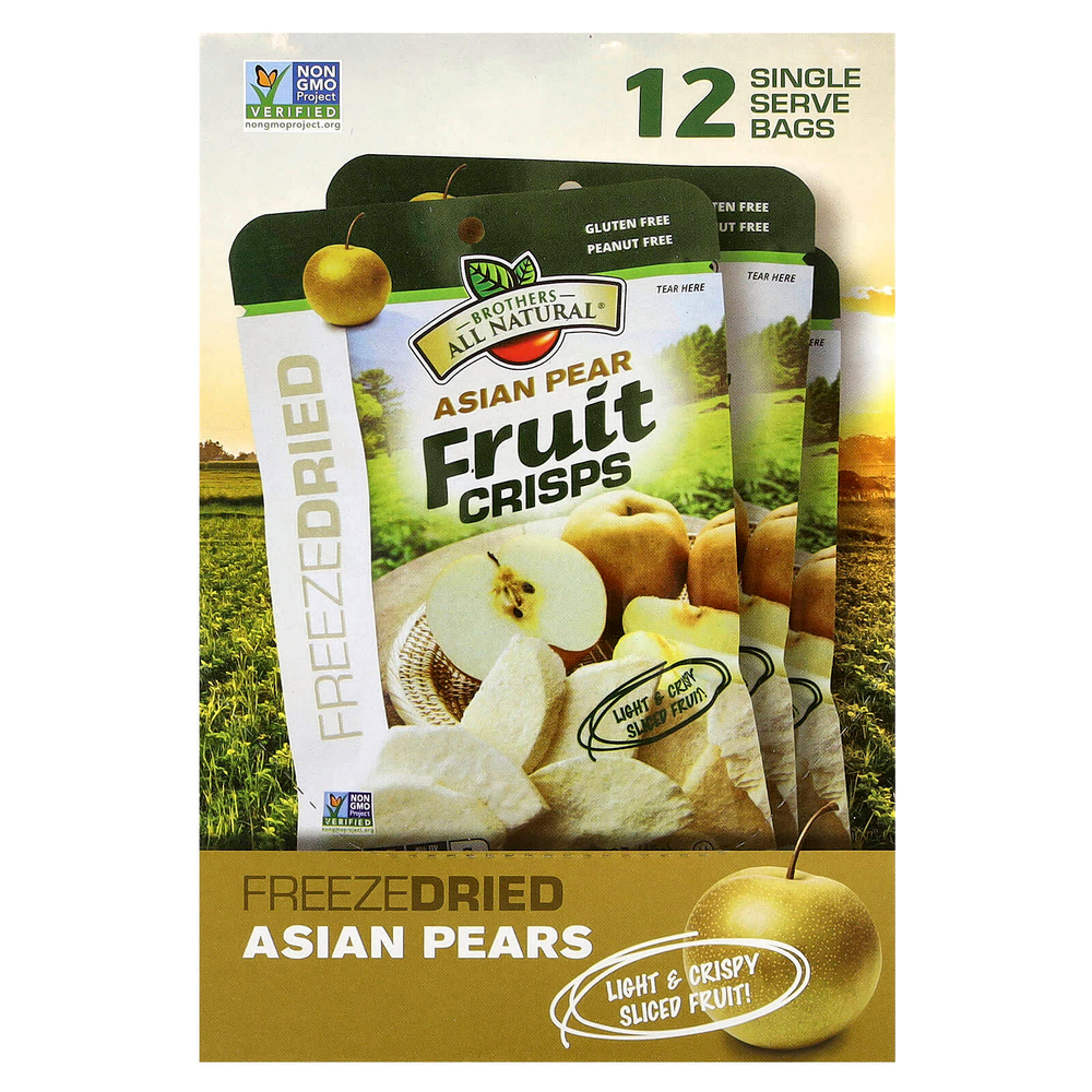 Brothers-All-Natural, Fruit Crisps, азиатская груша, 12 пакетиков на одну порцию, 10 г (0,35 унции)