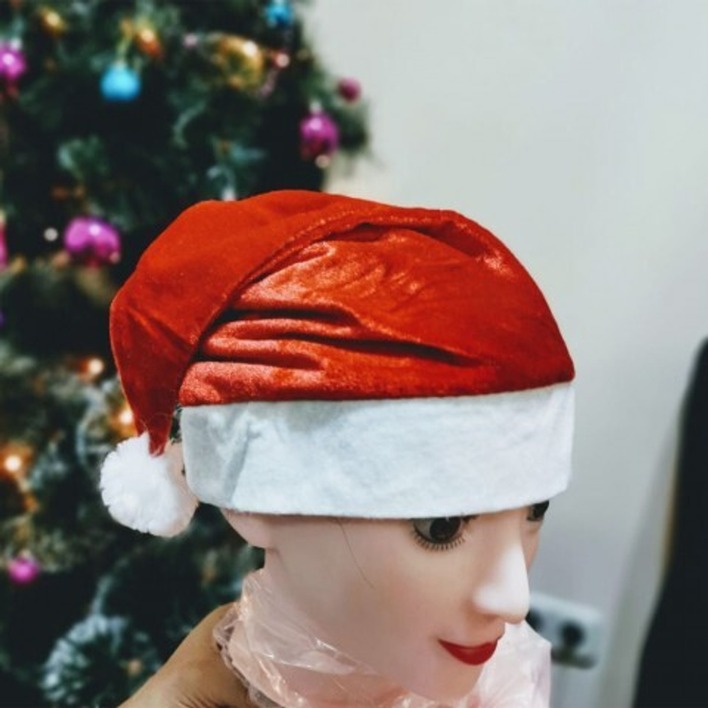 Новогодняя шапочка Санты (велюровая)