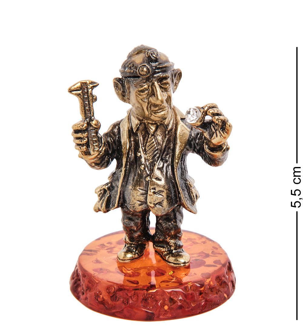 Народные промыслы AM-2968 Фигурка «Ювелир» (латунь, янтарь)