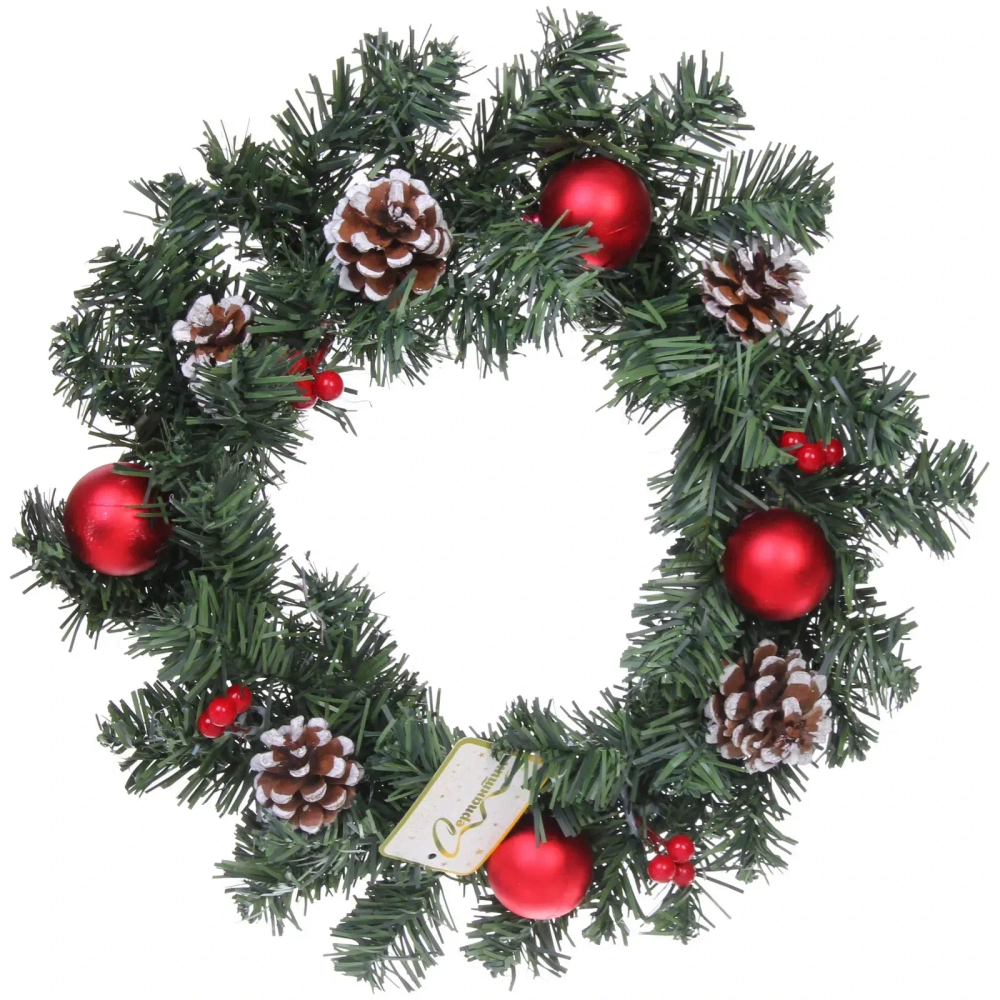 Венок хвойный «Елочные шарики» d-30 см