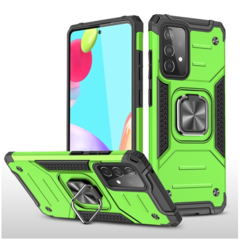 Противоударный чехол Strong Armour Case с кольцом для Samsung Galaxy A52 (Салатовый)