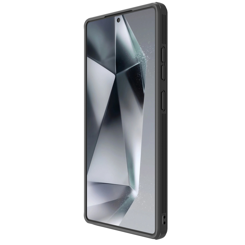 Чехол черного цвета с защитной шторкой для камеры от Nillkin на Samsung Galaxy S25 Ultra, серия CamShield Pro Case