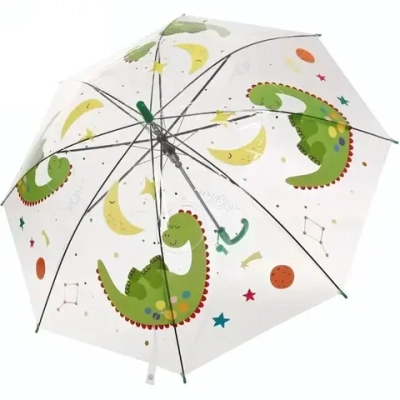 Зонт детский полуавтомат «Динозаврики», 8 спиц, d-85см, длина в слож. виде 66см, зеленый