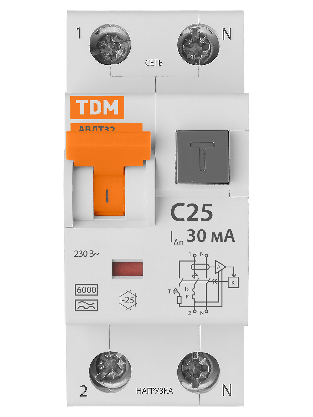 Автоматический Выключатель Дифференциального тока - АВДТ 32 C25 30мА TDM SQ0202-0031