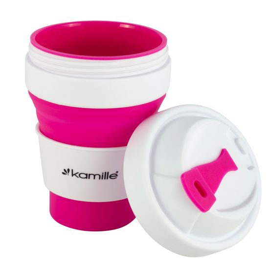 Стакан складной силиконовый 350 мл. Kamille KM 2034 с пластиковой накладкой
