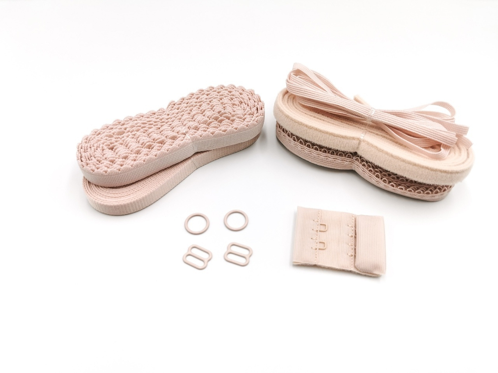 Набор резинок и фурнитуры №18, серебристый пион