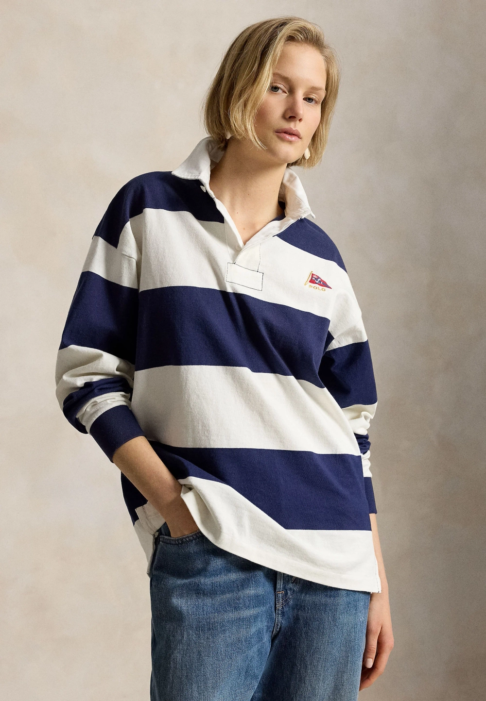 РУБАШКА ПОЛО POLO RALPH LAUREN - newport navy/deckwash white