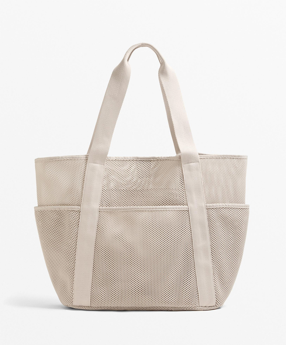 Oysho Сумка-шоппер из сетчатой ​​ткани, бежевый