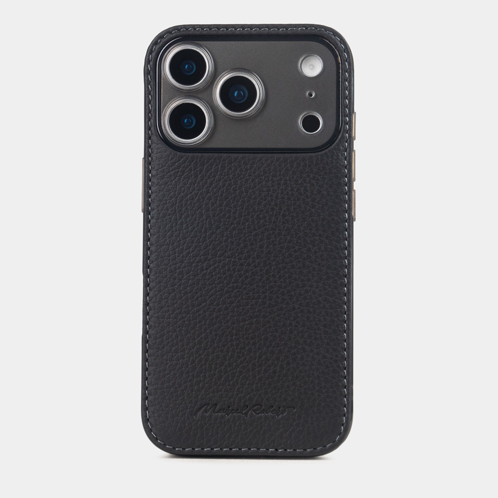 Чехол-накладка кожаная для iPhone 17 Pro Max, теленок черного цвета