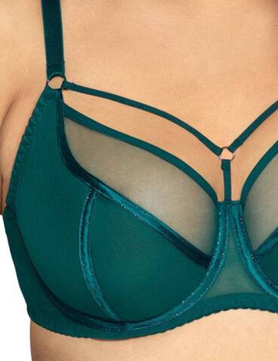 Изумрудный бюстгальтер на косточках plus size с декоративными бретелями (Размер: 90I) (Цвет: изумрудный)