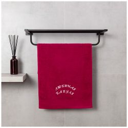 ПОЛОТЕНЦЕ "ОБОЖАЕМАЯ БАБУЛЯ" ,40Х70СМ МАХРА ,БОРДОВЫЙ,ВЫШИВКА,100% Х\Б 400ГР\М