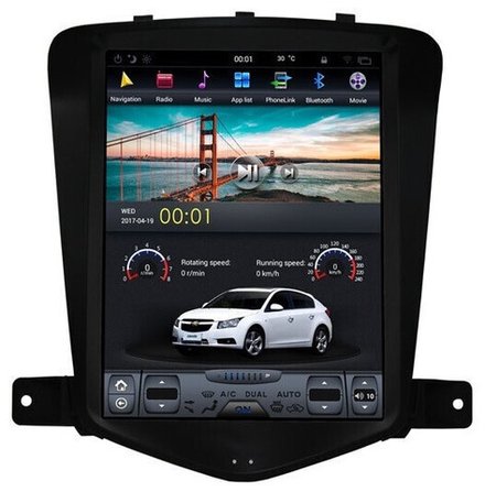 Магнитола для Chevrolet Cruze 2009-2012 - Carmedia ZF-1019-GE вертикальный экран в стиле "Тесла" на Android 13, 8Гб+128Гб, CarPlay, 4G SIM-слот
