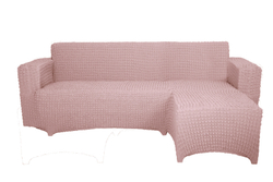 Чехол Модерн на угловой диван с выступом справа, цвет Пудра