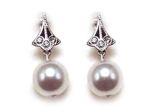 "Жемчужные 1" серьги в серебряном покрытии из коллекции "Жемчужная" от Jenavi с английским замком