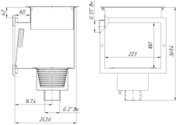 Скиммер для бассейна до 25м² под плитку/бетон, ВР2", перелив ВР1½", нержавеющая сталь AISI-304 - Runvil Pools, Россия