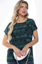 Блуза "Альбина" (черно-бирюзовая) Б8775 LT Collection