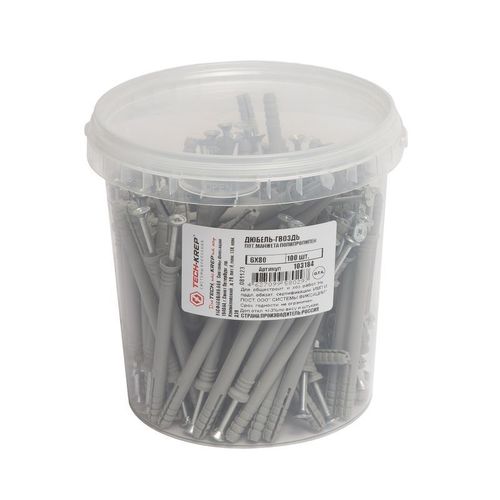 Дюбель-гвоздь 6х80 мм потайная манжета 100 шт Tech-krep