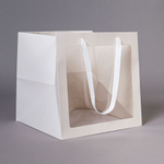 Пакет картонный с окном и ручкой 30*30*30 см, белый