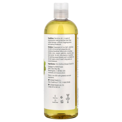 NOW Foods, Solutions, масло из виноградных косточек, 473 мл (16 жидк. унций)