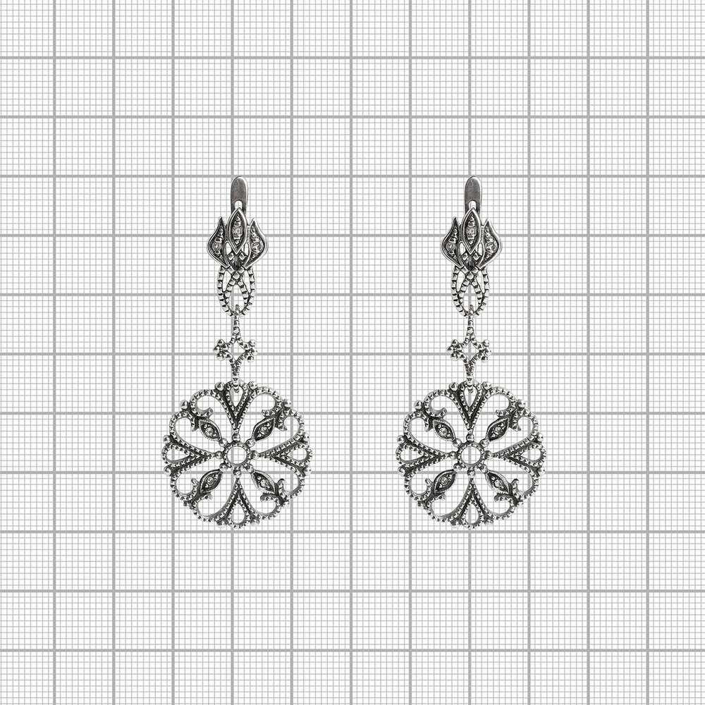 "Буффо" серьги в серебряном покрытии из коллекции "Музыка" от Jenavi с английским замком