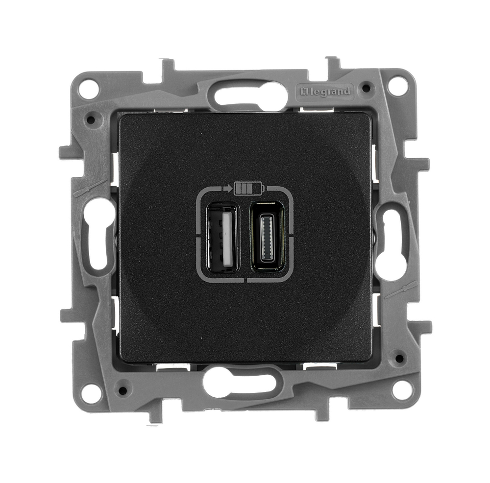 Розетка USB тип А / тип С 3000мА 15Вт - антрацит ETIKA Legrand