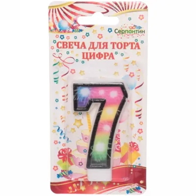 Свеча для торта Цифра Салют «7» 6 см