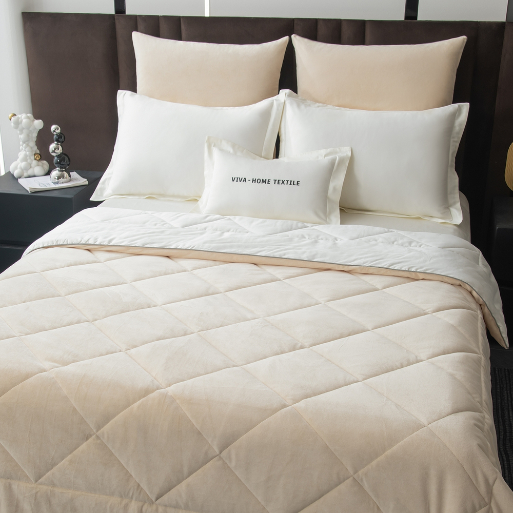 КПБ на резинке Сатин Velvet Premium с Одеялом VPR007, Евро, 4 наволочки, простынь 140*200*25