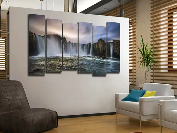 Модульная картина "Водопад вечером"