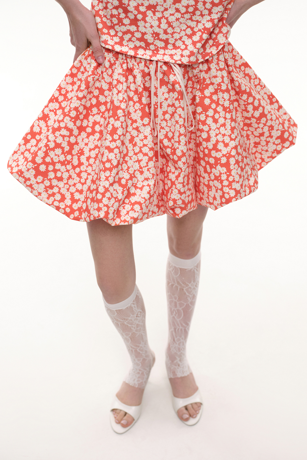 Юбка с цветочным принтом (Flower Power), красная