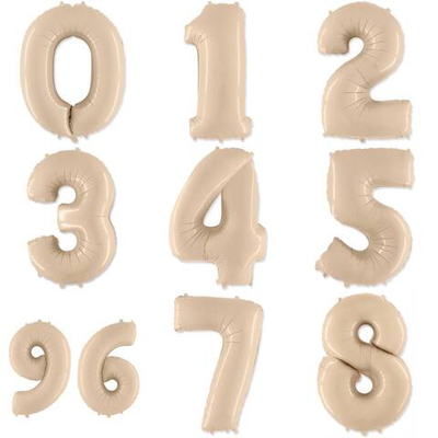 Фольгированные цифры 102 см с гелием (сатин-крем)