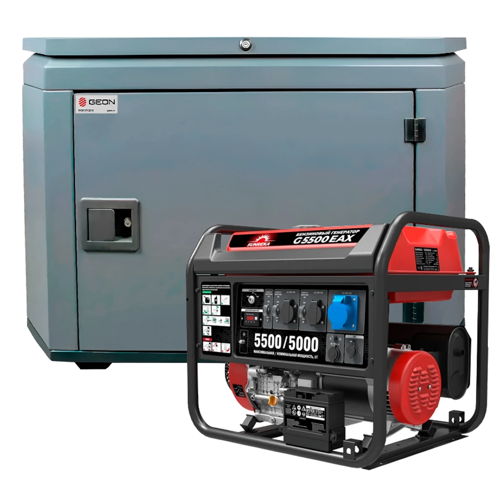 Генератор бензиновый SUNREKA G5500EAX с кожухом Geon 1400SS RAL 7024