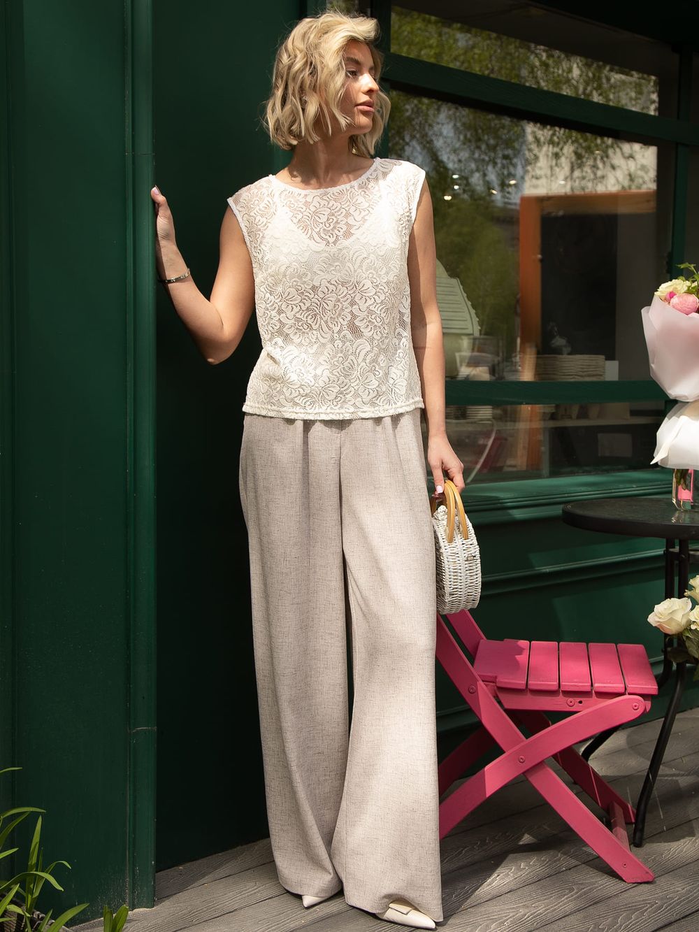 Брюки льняные Тропик (бежевый меланж) Б15919-1М LT Collection