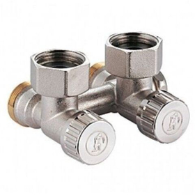 Узел нижнего подключения для одно/двухтрубной системы угловой 3/4* Giacomini R384 для отключения и балансировки с возможностью слива воды