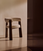 Granite Стул на 3 ножках из бежевого шенилла и массива ясеня в отделке орех