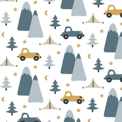 Buy baby fabric Cars in mountains scandinavian style