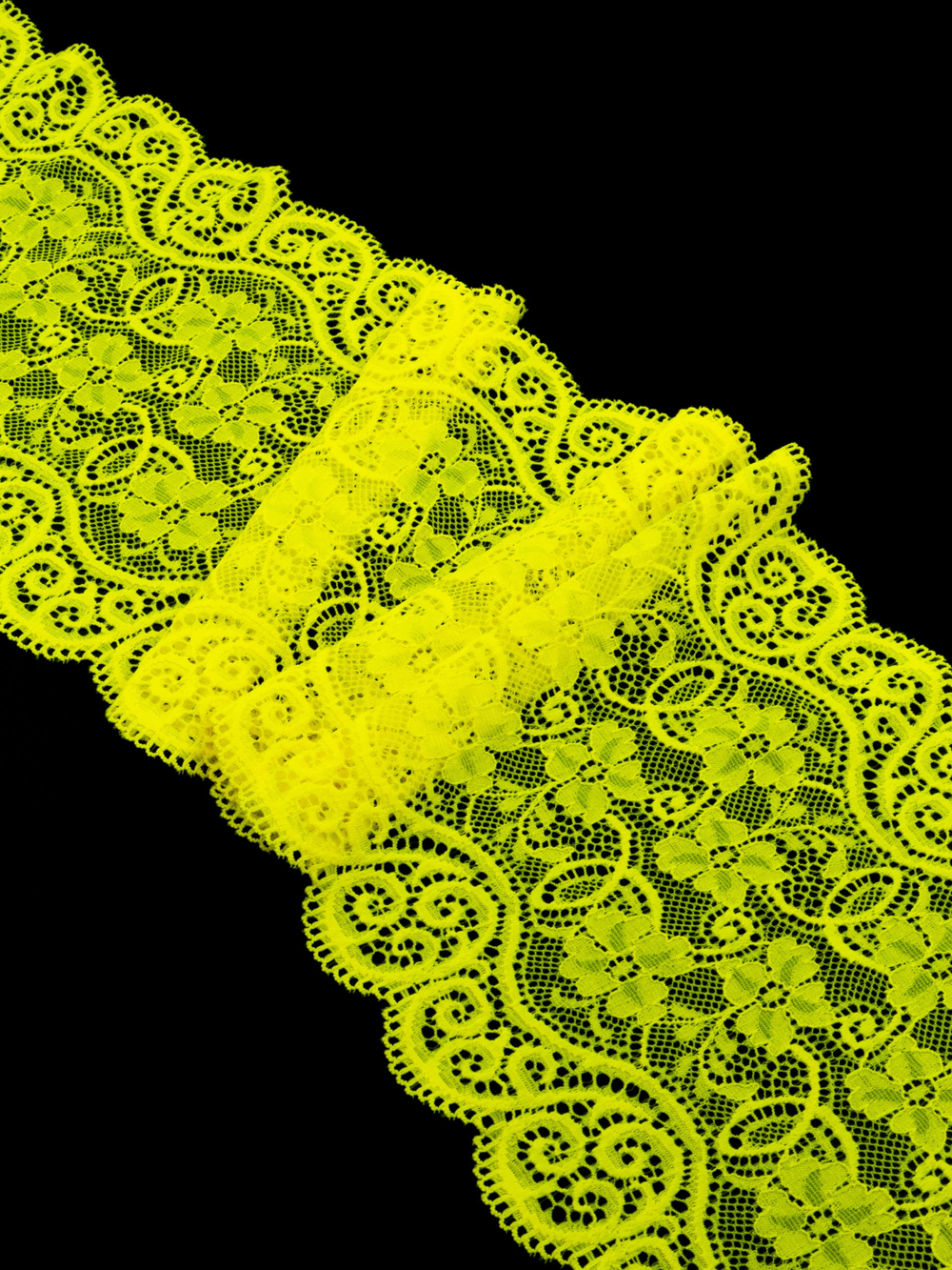 Эластичное кружево желтое неоновое ширина 18 см