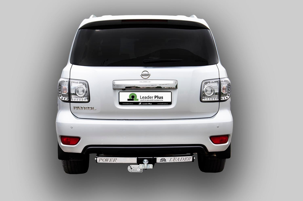 Фаркоп Лидер-Плюс для NISSAN PATROL (Y62) (внедорожник) 2010-(С НЕРЖАВЕЮЩЕЙ ПЛАСТИНОЙ) с электрикой (Smart) и сертифкатом в комплекте арт.(N124-F(N))