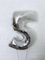 FM Шар 40" / 102 см "Цифра 5" Серебро (БГ-60)