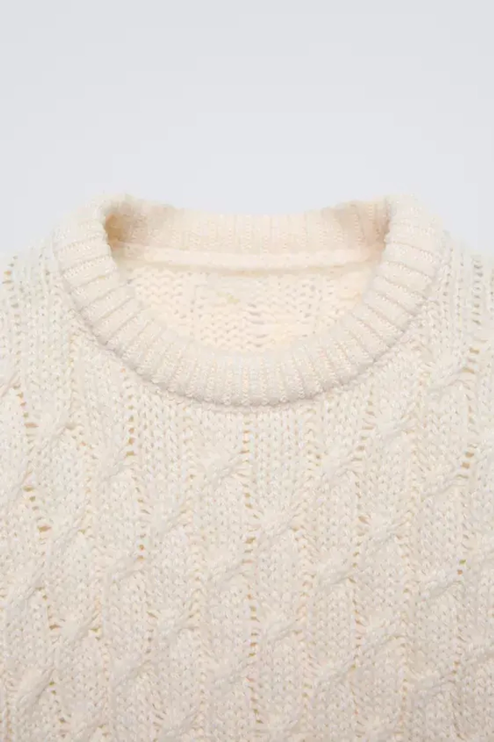 ZARA СВИТЕР С УЗОРОМ «КОСЫ», ЭКРЮ