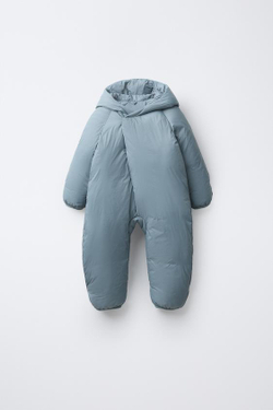 ZARA НЕЙЛОНОВЫЙ КОМБИНЕЗОН С КОНВЕРТИРУЕМЫМИ НОЖКАМИ, СИНИЙ