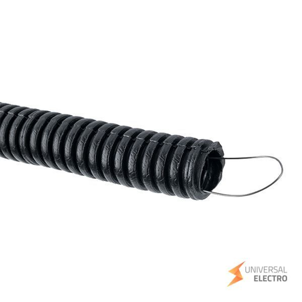 Труба гофр, ПНД с протяжкой d20 мм (25 м) черная EKF-Plast