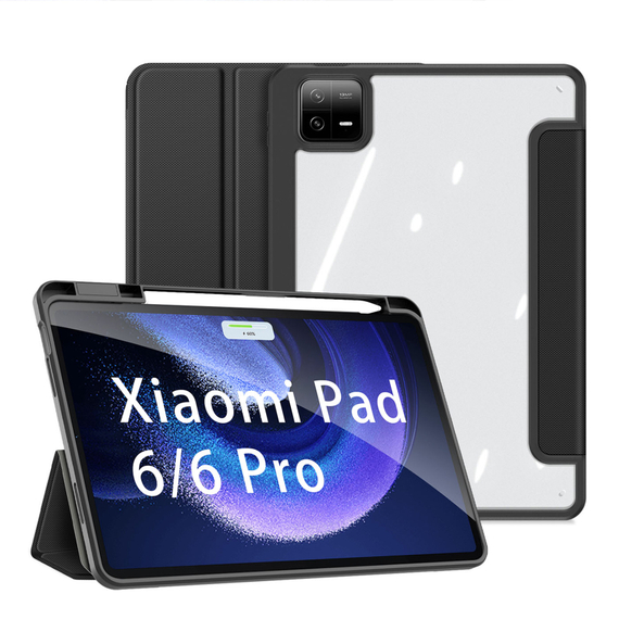Чехол книжка черного цвета от Dux Ducis для Xiaomi Pad 6 и Pad 6 Pro, серия Toby Series Case, с функцией пробуждения и сна