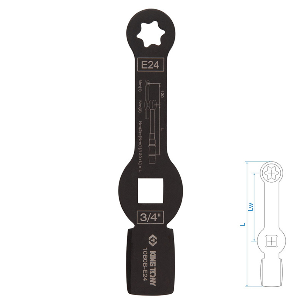KING TONY (10B0B-E24) Ключ для тормозных суппортов грузовых автомобилей E24, 3/4", ударный