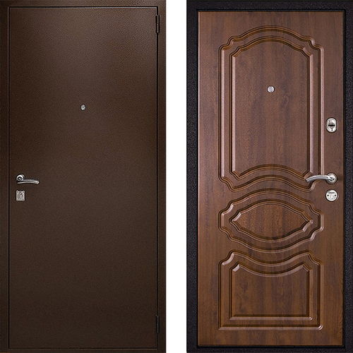 Металлическая дверь для дачи с порошковым напылением и отделкой МДФ - 702