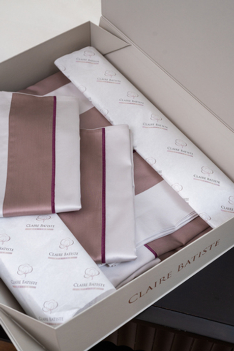 Постельное белье cемейное Сlaire Batiste Atelier Valmont серо-розовое