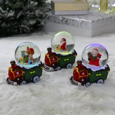 Сувенир Снежный шар «Новогодний паровоз»5.5*8*11 см (с подсветкой), микс