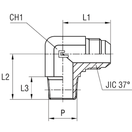 Штуцер FC90 JIC 3/4" NPT1/2"