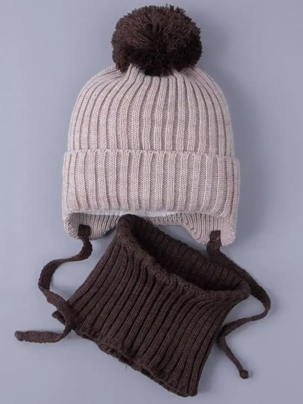 Шапка детская осенняя вязаная и снуд