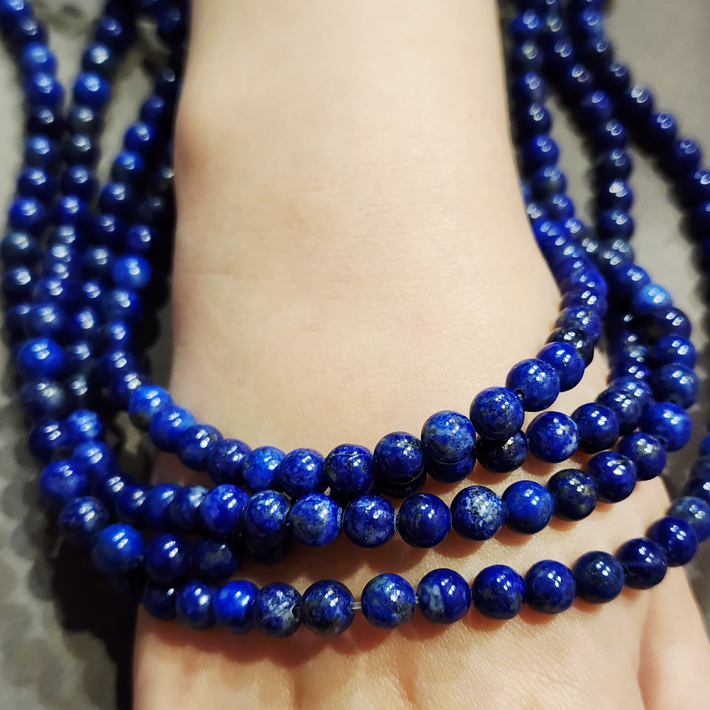 Лазурит природный, гладкий шар 6мм, цена за нить 9.5см (1/4)